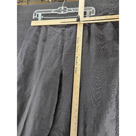 Talbots Womens Pants Black Size 16P 100% Irish Linen Side Zipper Wide Leg - Picture 3 of 12